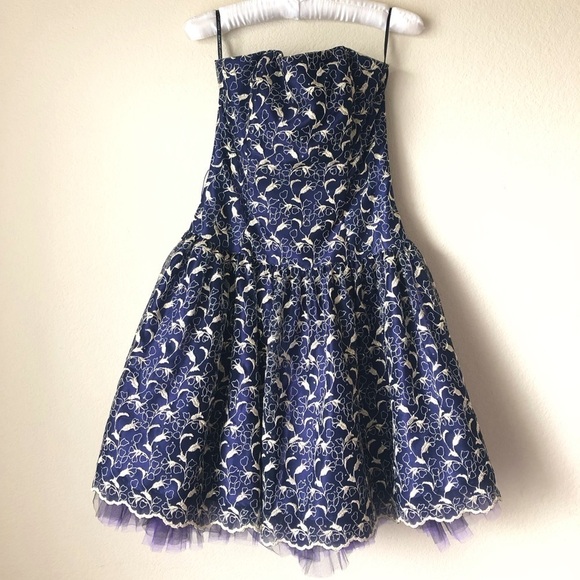 Vintage 90s Jessica McClintock Party Dress Strapless Size Small Retro Whimsigoth - Picture 1 of 10